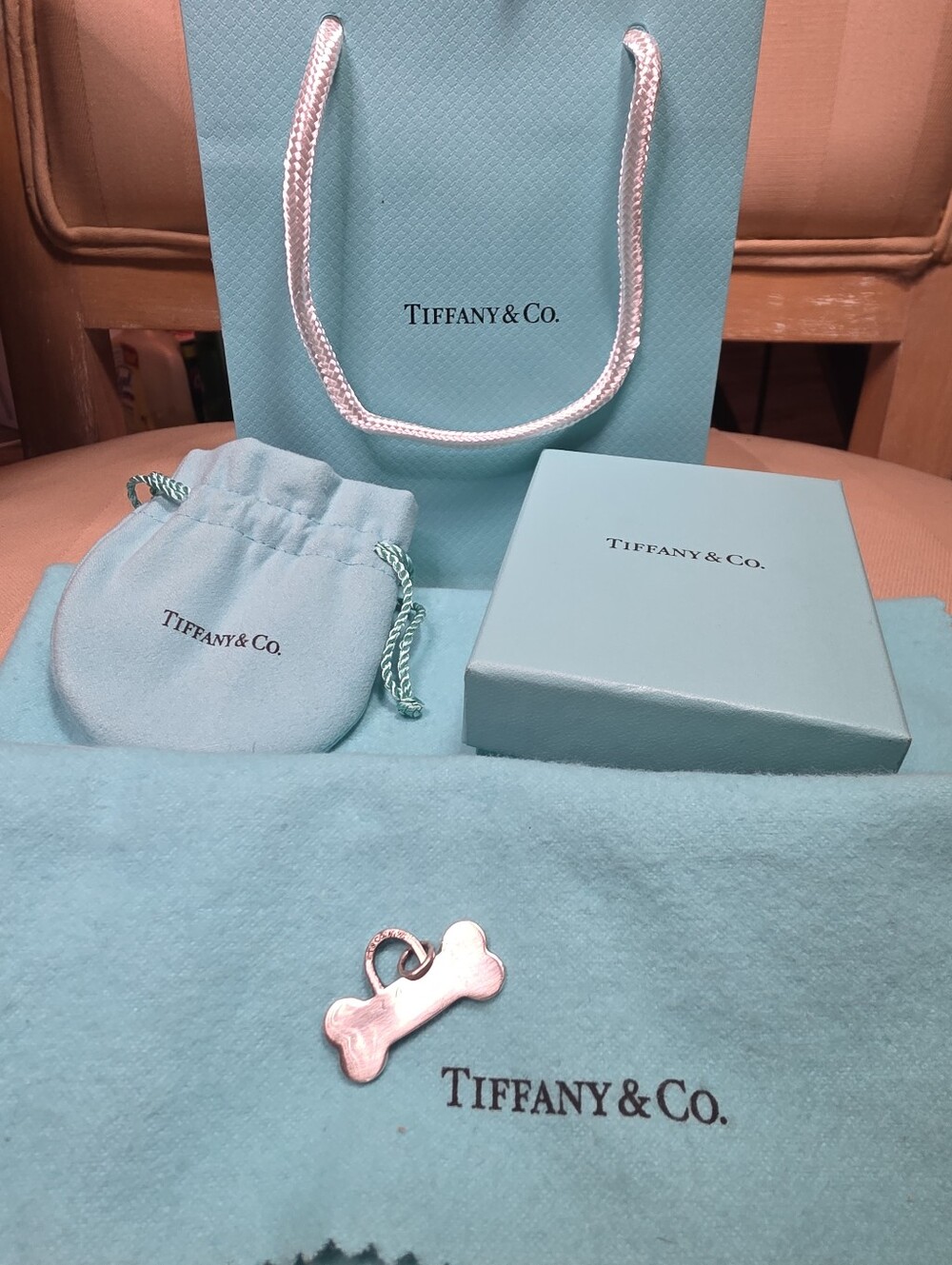 TIFFANY & CO DOG TAG PENDANT CHARM  COMES WITH ALL SHOWN